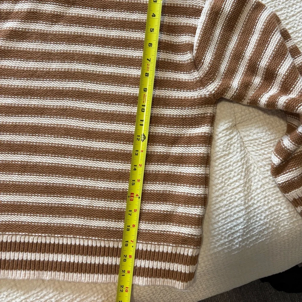 J. Crew striped Cable knit mockneck pullover in jewel bling buttons size L